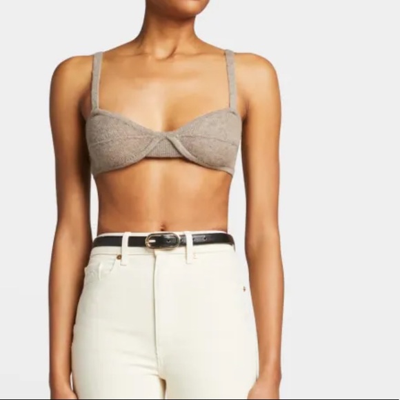 KHAITE Eda knitted cashmere Bra bralette powder barley NEW - Picture 3 of 8